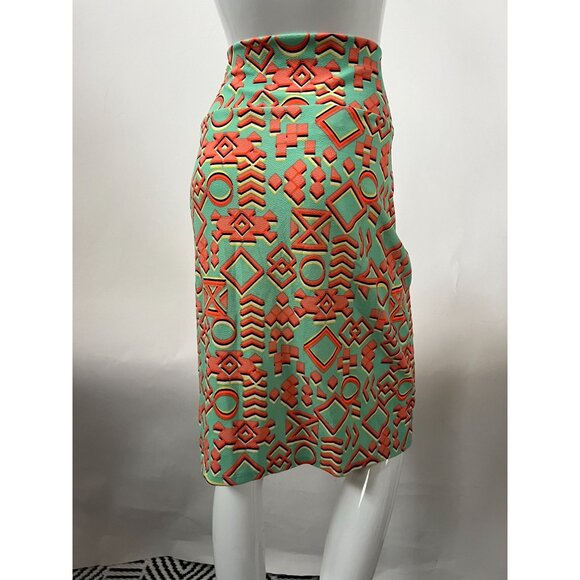 LuLaRoe XL Pencil Skirt With Geometric Coral & Mint Print - Picture 12 of 16
